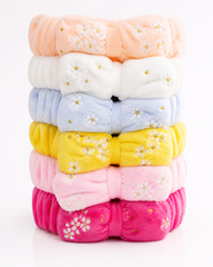 Floral Spa Headbands (Dozen Pack) – Soft Plush Bow Headbands for Skincare & Makeup (12 PCS Assorted Colors)