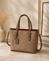 Brown Monogram Tote Bag | Designer Inspired Crossbody Tote | Large Everyday Handbag | Work Tote Purse | Classic Shoulder Bag for Women