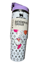 Cute Kitty Balloon Tumbler Cup – Aesthetic Insulated Travel Mug with Straw Lid