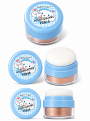 Kawaii Character Highlighting Powder with Puff Applicator – Shimmer Glow Face & Body Highlighter –