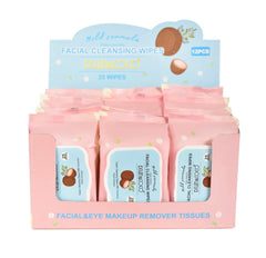 Coconut Facial Cleansing Wipes | Gentle Makeup Remover & Hydrating Face Wipes – 25 Count