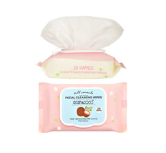 Coconut Facial Cleansing Wipes | Gentle Makeup Remover & Hydrating Face Wipes – 25 Count