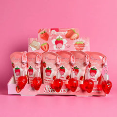 Strawberry Scented Hand Cream with Strawberry Keychain – Cute Moisturizing Hand Lotion Gift