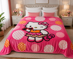 Hello Kitty Inspired King Size Plush Blanket – Cute Pink Kawaii Cozy Throw150x200 cm