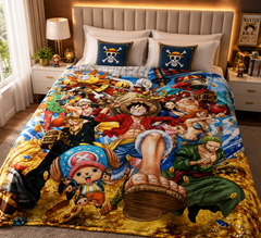 One Piece Anime Plush Blanket – Straw Hat Pirates Cozy Throw Blanket
