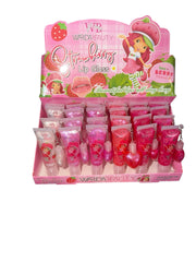 Strawberry Lip Gloss Set with Keychain Charms – Wholesale Dozen Pack Cute Gloss Tubes | Sweet Beauty Co